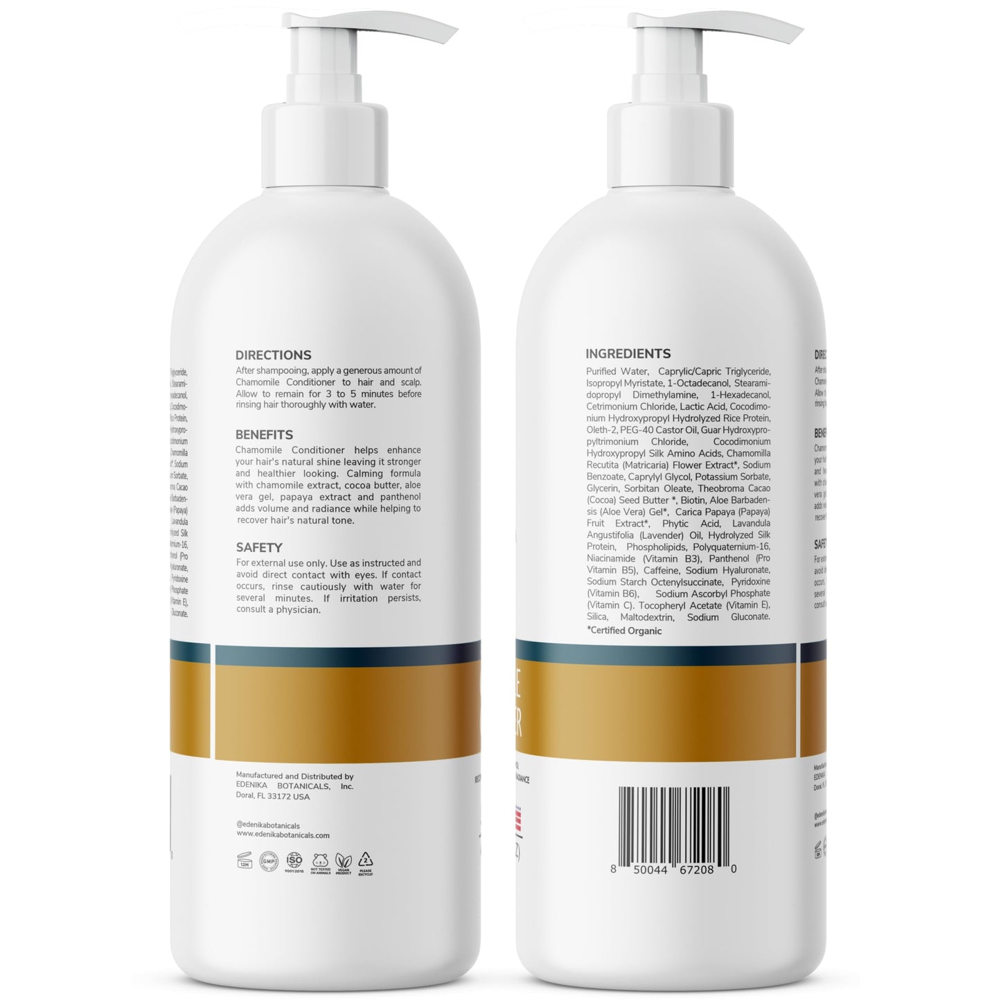 Edenika Botanicals Chamomile Conditioner with Cocoa Butter, Aloe Vera & Papaya, 16 fl oz, Calming & Volumizing Formula, Vegan, Sulfate-Free, Paraben-Free, for All Hair Types