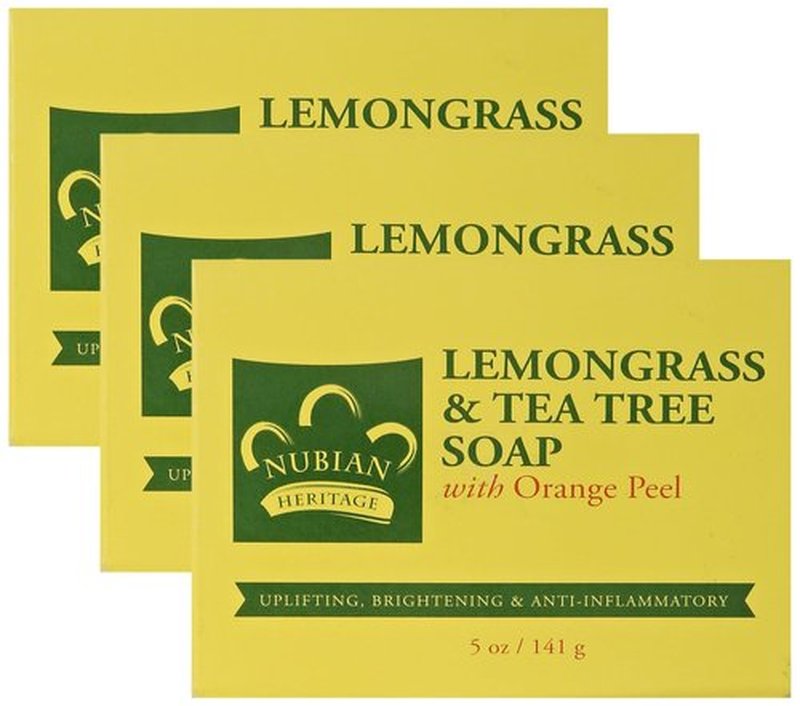 Nubian Heritage Lemongrass & Tea Tree Bar Soap, 5 oz (Pack of 3)
