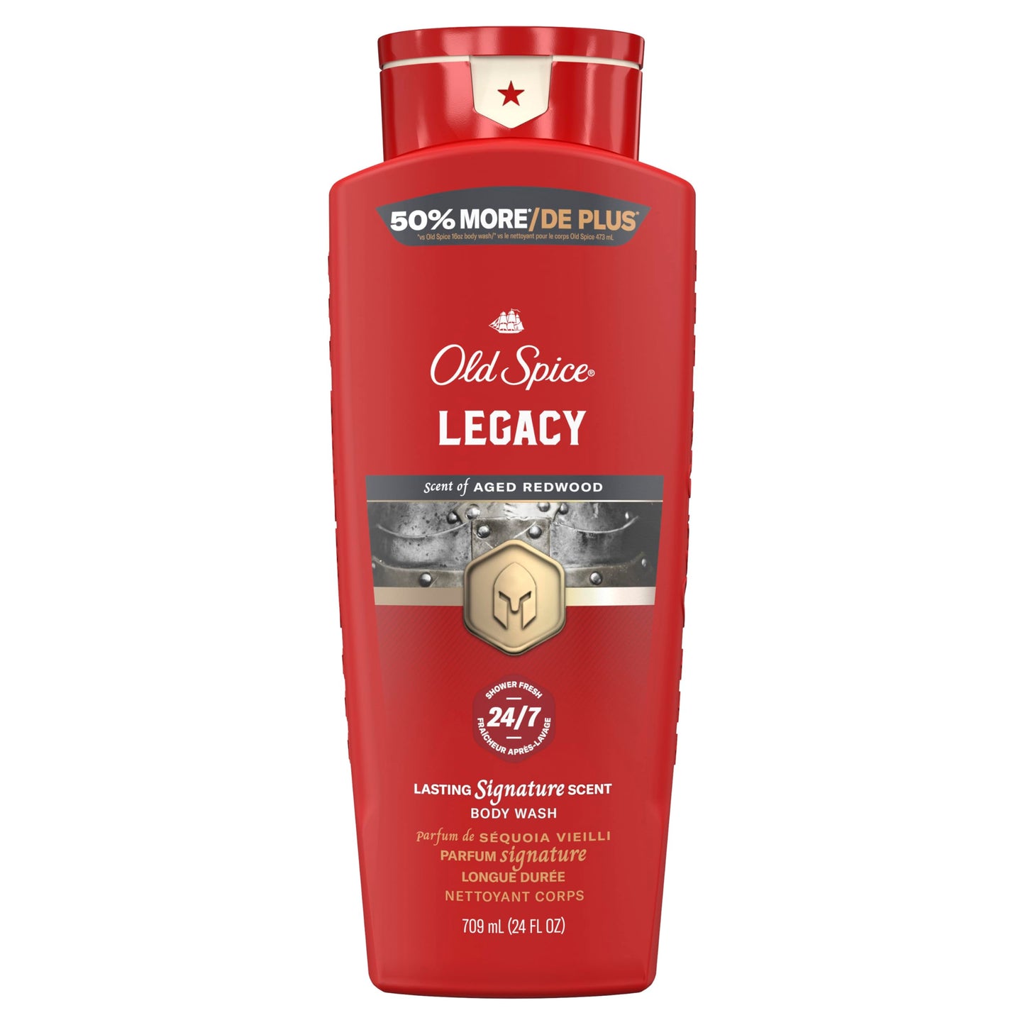 Old Spice Body Wash for Men, 24/7 Shower Fresh & Clean with Daily Use, Lasting Signature Scent, Refreshing Lather, Moisturizing Formula, Legacy with Coconut, Pine & Cedar Scent, 24 oz