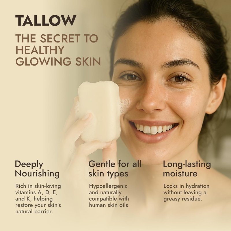 Pure Tallow Soap Bar - Unscented, Fragrance-Free | Handmade with Just Two Ingredients in the USA