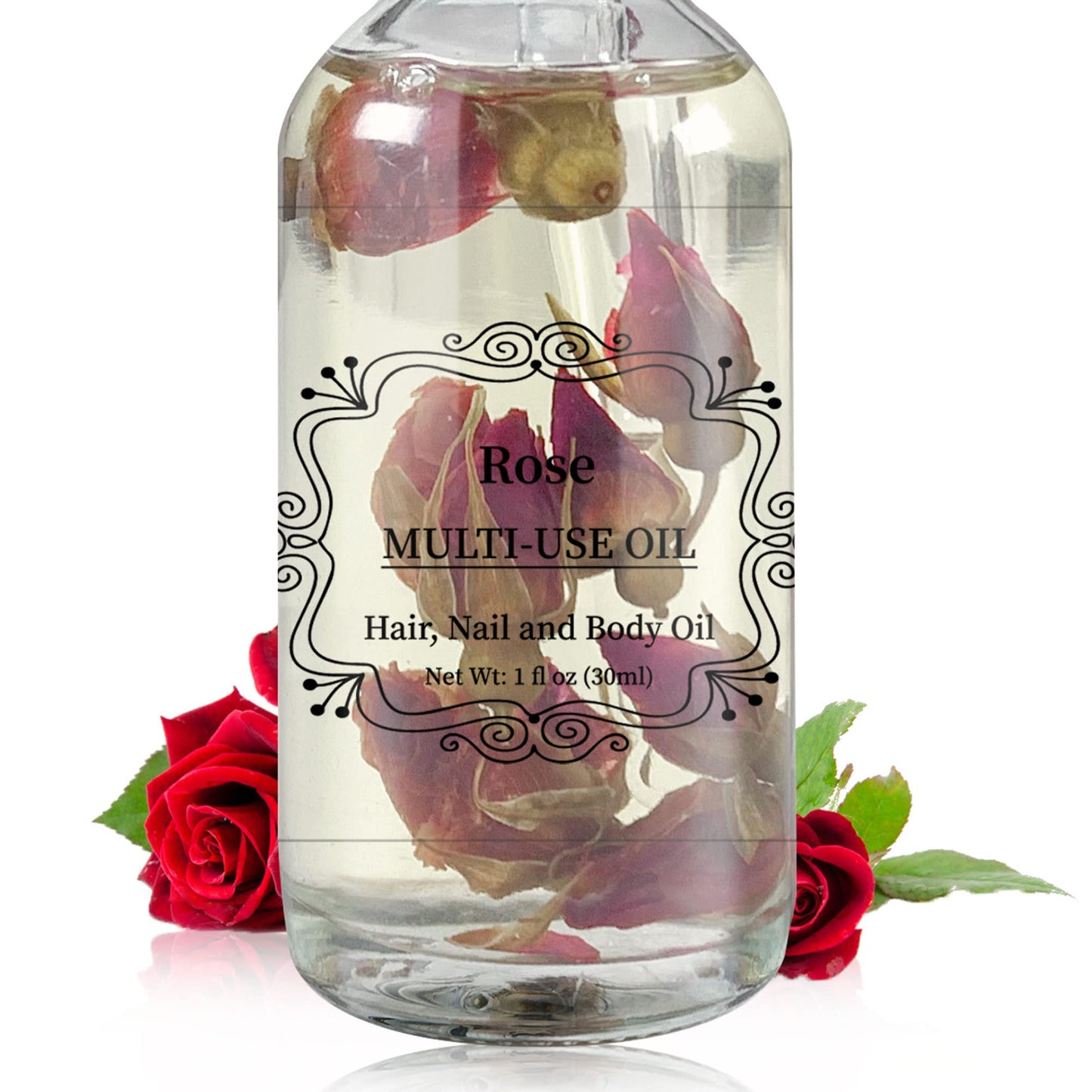 NP NATURES PHILOSOPHY Rose Multi-Use Oil, Plant Fragrant Essential Oil Rose Oil for Face, Hair, Body, Nails Care and Massage - 1 Fl Oz