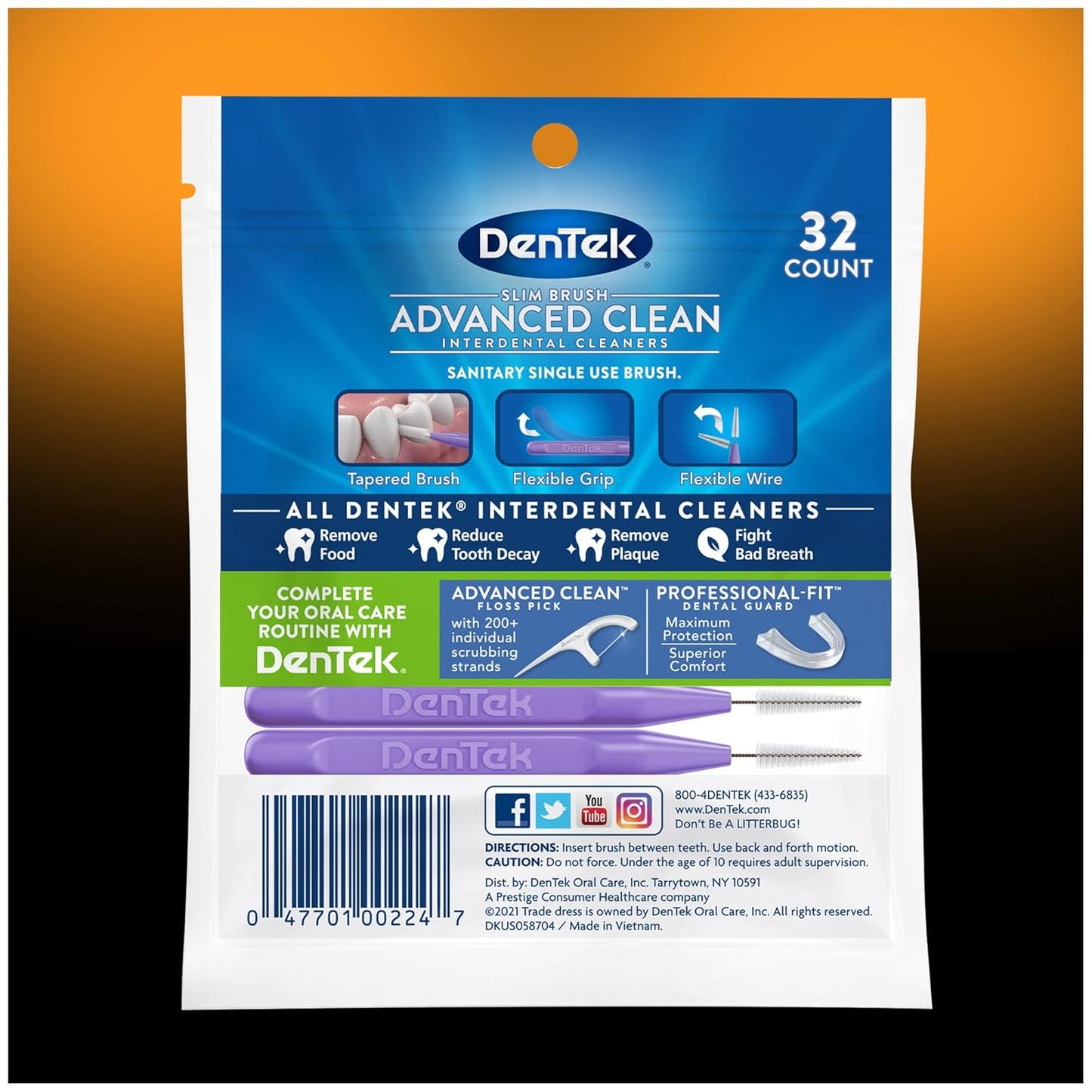 DenTek Easy Brush Interdental Cleaners, Mint, 16 Count | 10 Pack