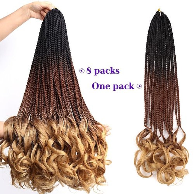 Amir Hair 8 packs French Curly Crochet Braids 26 Inch Goddess Box Braids Crochet Hair Pre Looped With Curly Wavy Ends Synthetic Hair Extensions (26 Inch(pack of 8), C14#)