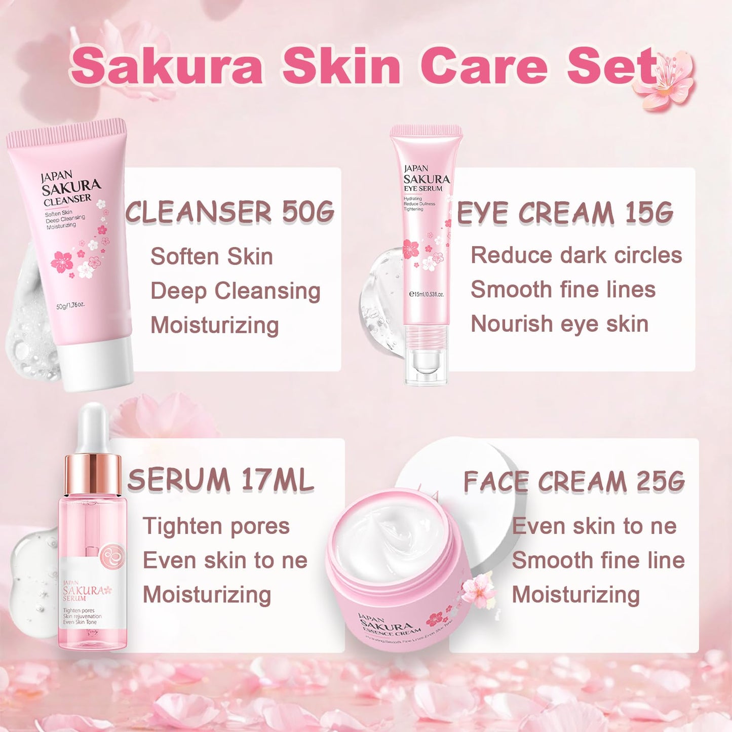 Sakura Skin Care Set for Teen Girls Birthday Gifts - Kids Skin Care Set for girls Ages 8-12 -Skincare for Girls 10-12 - Skin Care for Kids 8-9 - Skin Care Kit for Women Christmas Gifts