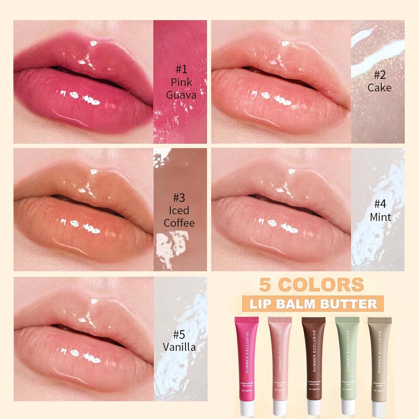 YumSova Summer Lip Gloss Lipstick, Containing Natural Oils And Fruit Extracts, Can Soothe And Soften Dry Lips, Keep Moisture For A Long Time, And Is Not Sticky (Vanilla)