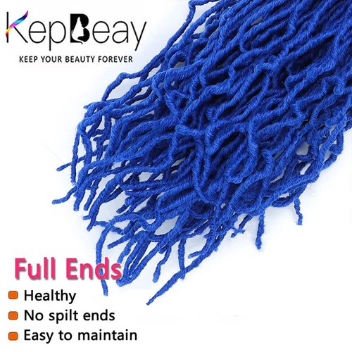 Soft Locs Crochet Hair 18inch 6 Packs Faux Locs Crochet Hair Pre Looped Blue Color Synthetic Hair Soft Locs Curly Wavy Crochet Braids Hair for Women (18 Inch, 6Packs Blue)
