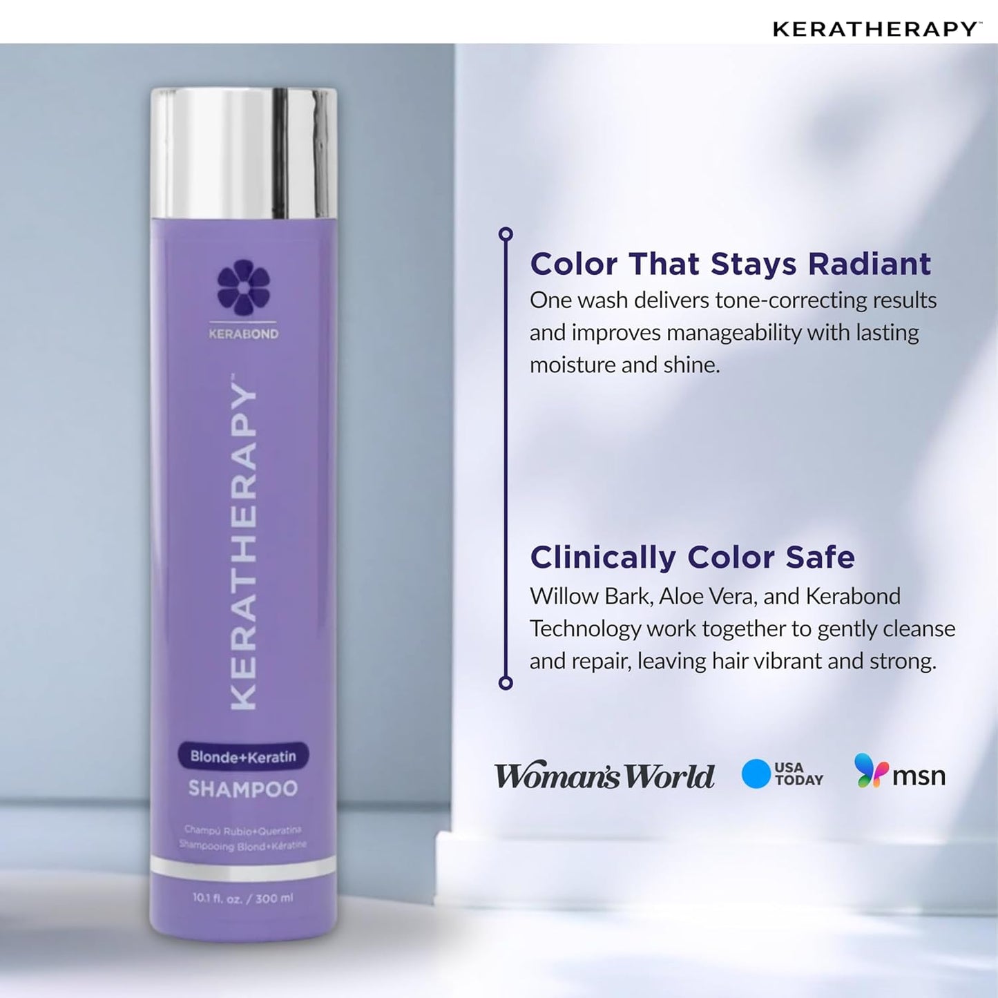 KERATHERAPY Keratin Infused Totally Blonde Violet Toning Shampoo, 10.1 fl. oz., 300 ml - Violet Shampoo for Blonde Color Treated Hair, Brassy, Silver, & Highlighted - Sulfate & Paraben Free