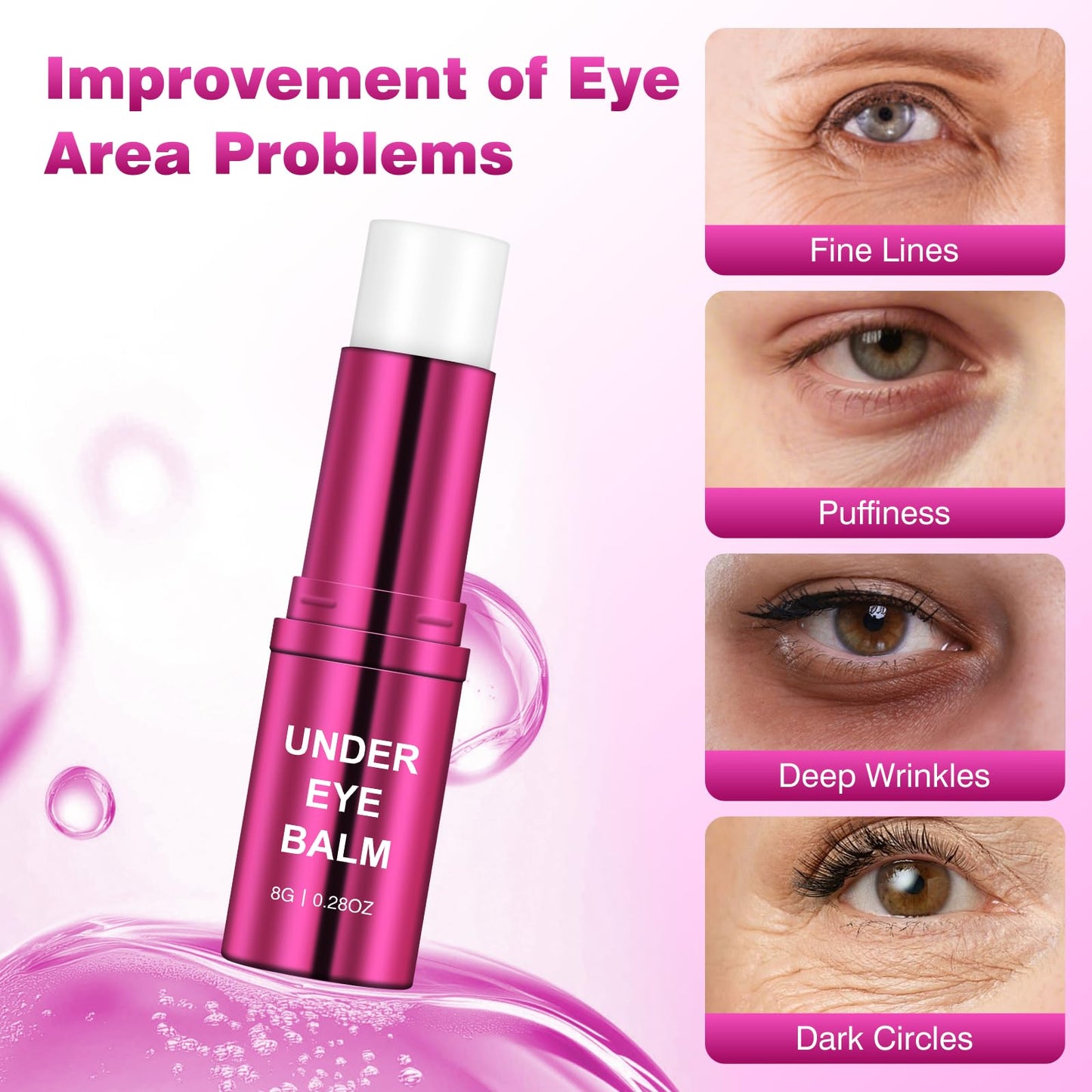 Daily Retinol Eye Cream Balm, Infused with Caffeine to Smooth and Hydrate Skin, Eye Serum for Anti Aging Reduce Wrinkles, Puffiness and Bags Under Eyes, Green