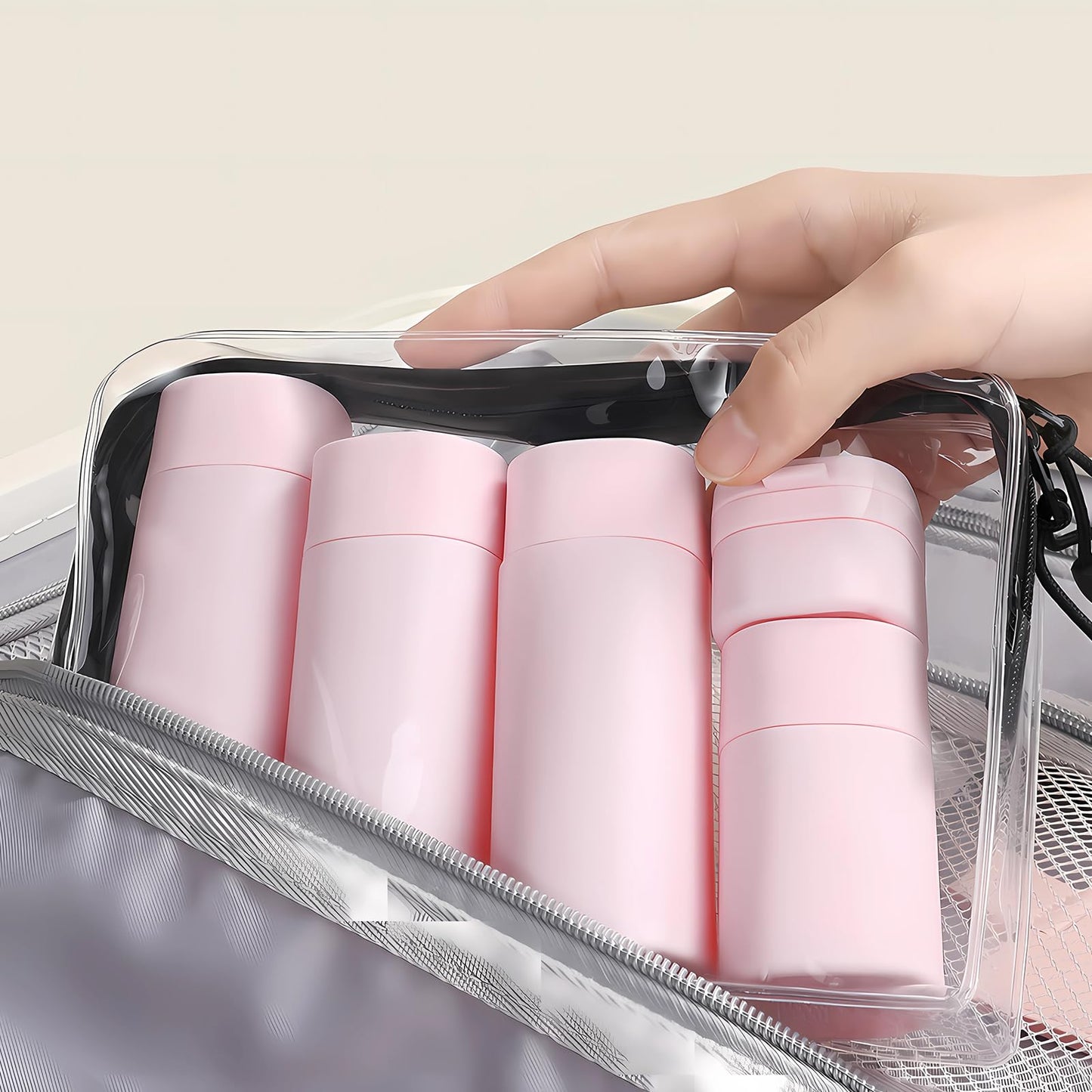 Travel Bottles for Toiletries, 5 Pack Travel Size Containers, TSA Approved Leak Proof Refillable Portable Travel Toiletry Bottles Set with Clear Toiletry Bag for Shampoo Conditioner, Lotion (Pink)