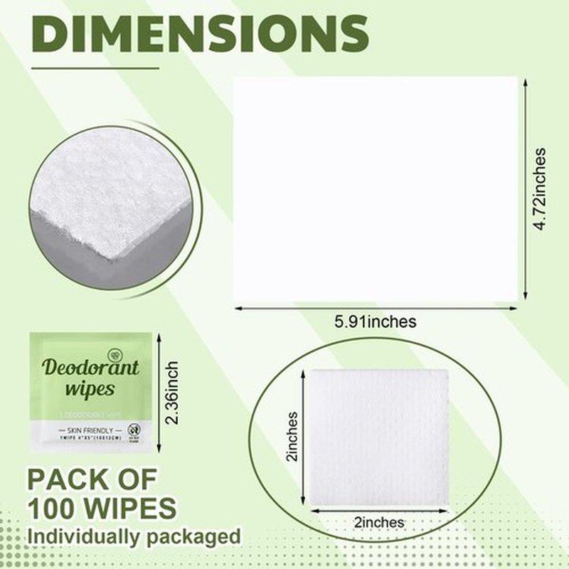 Timgle 100 Pcs Travel Deodorant Wipes Individually Wrapped Armpit Antiperspirant Deodorant Sweat Body Wipes for Women Men Teens Sports Travel Cleanse Skin and Underarm Excessive Sweating (Cucumber)