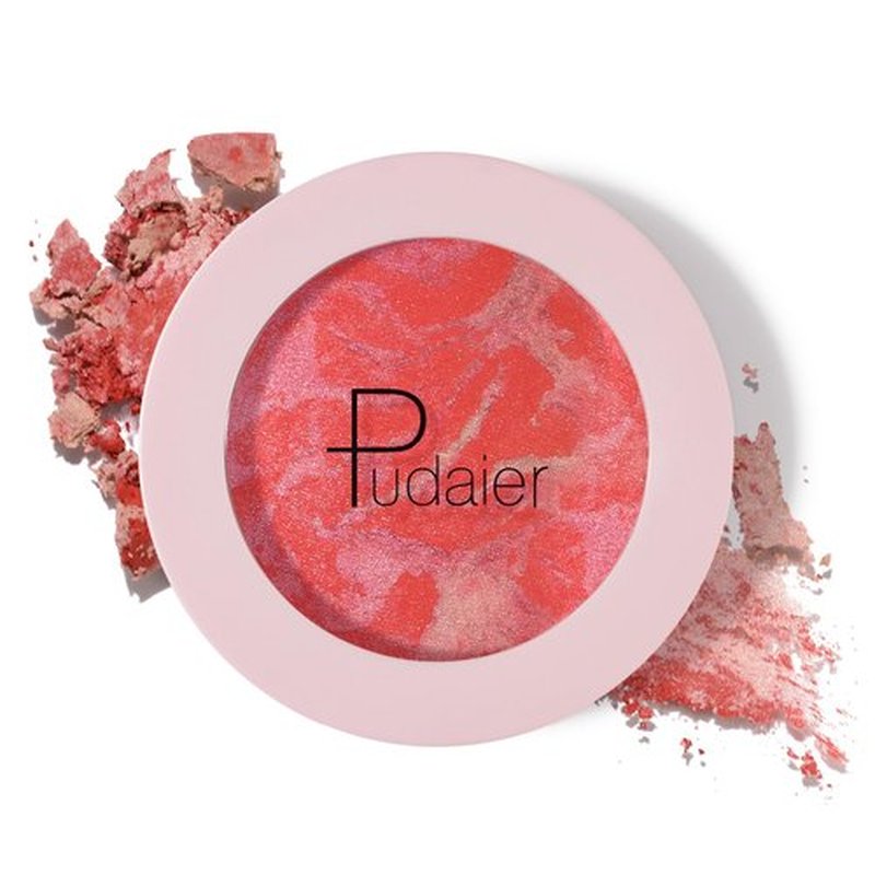 Baked Brighten Blush Powder, Marbleized Blush & Highlighter, Shimmery Powder Blush for Cheeks, Lightweight Creamy Natural Finish, Vegan & Cruelty-free