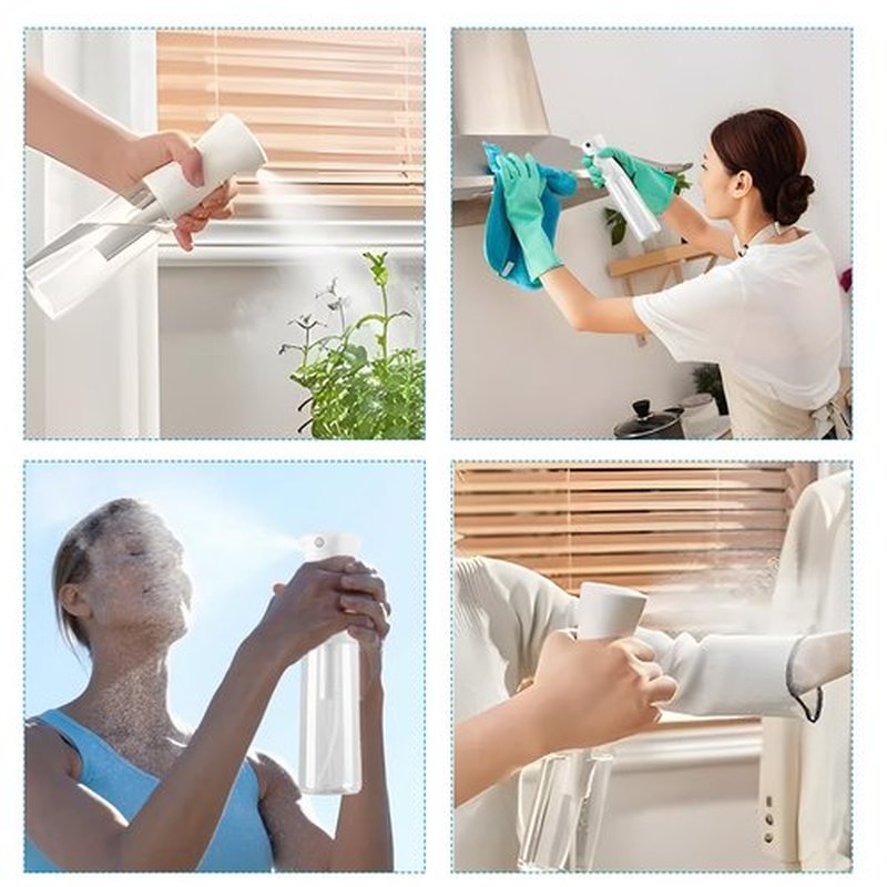 THINTON Continuous Spray Bottle for Hair (10oz/300ml) - 2 PCS Ultra Fine Mist Spray Bottle for Cleaning Hairstyling Garden Plants Continuous Spray Water