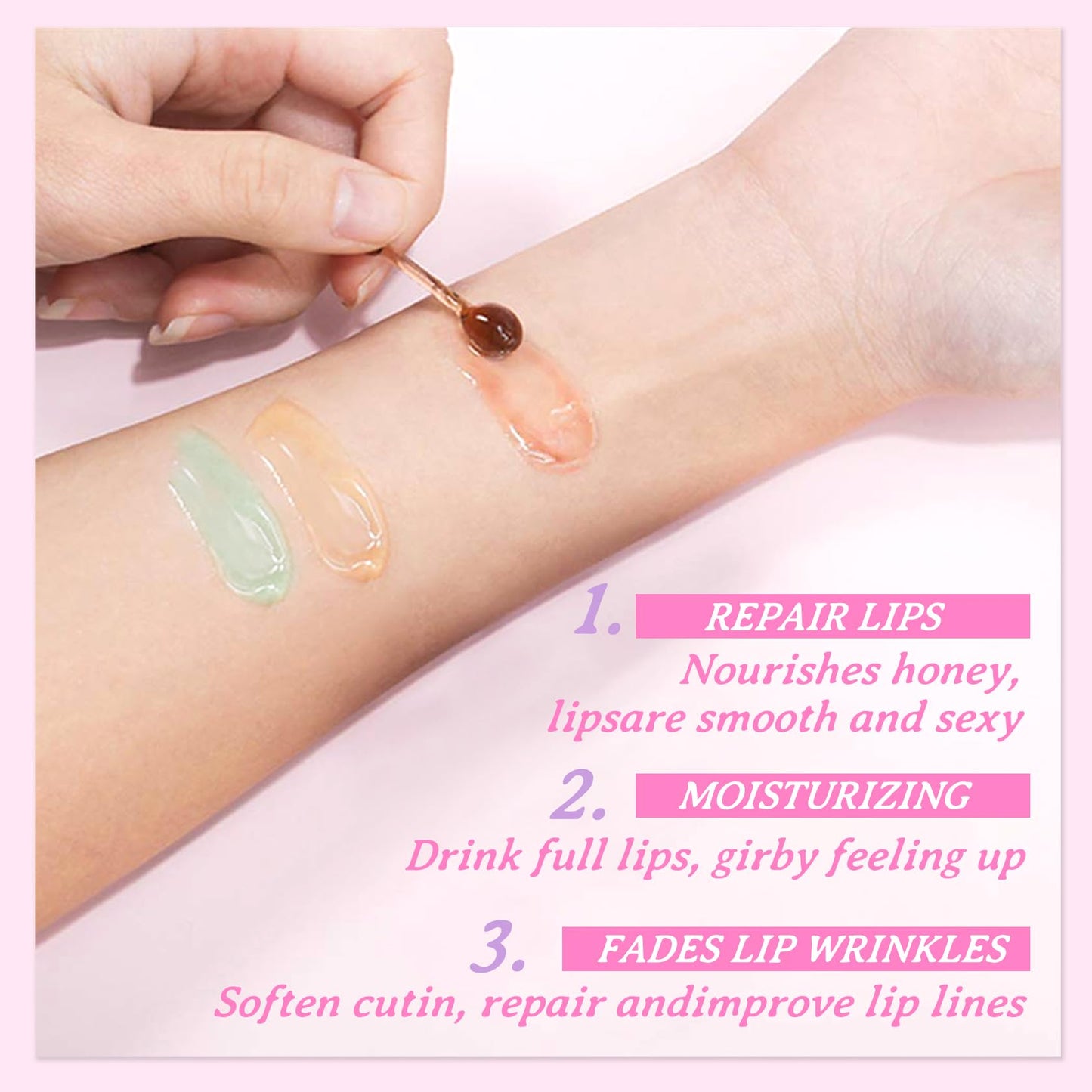3PCS Bee Lip Balm Honey Pot,Moisturizing Cherries,Avocado,Honey Flavors Lip Mask Overnight,Hydrating Lip Sleeping Mask Lip Care Set,Plumping Lip Moisturizer for Dry and Cracked Lips