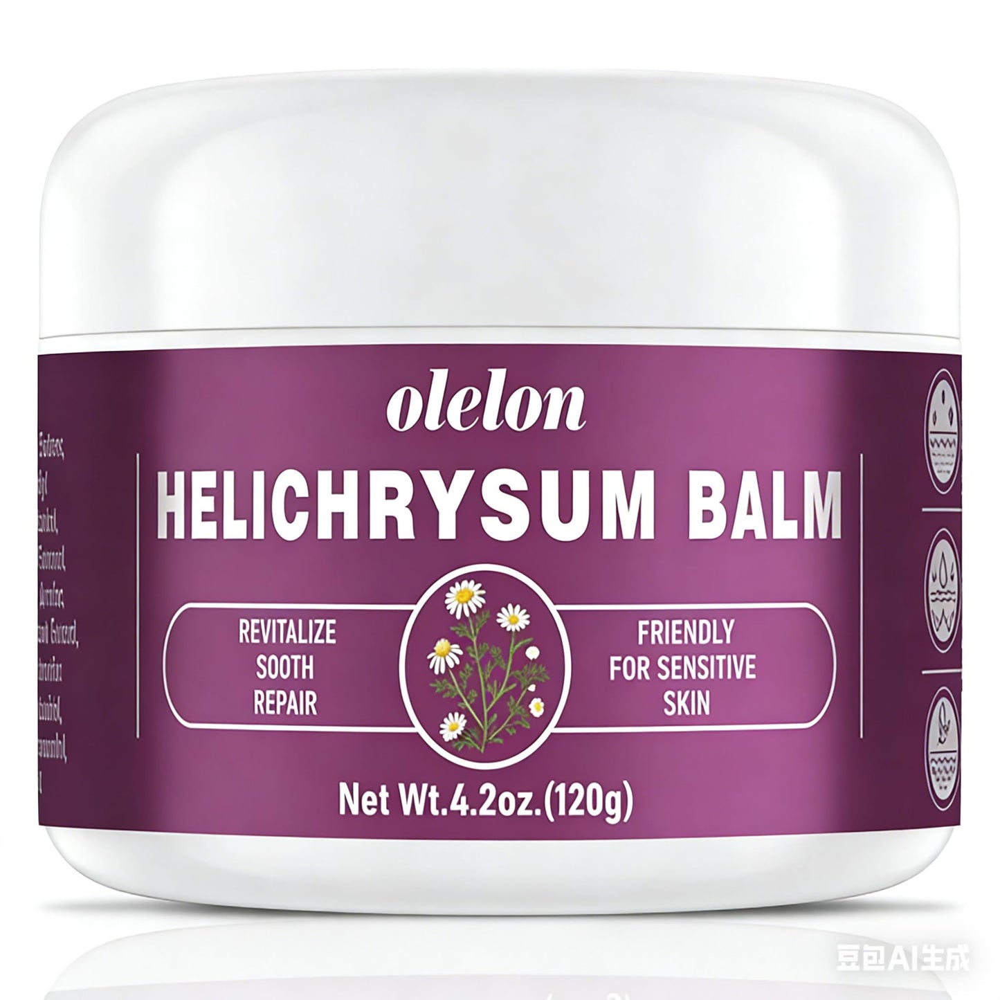 OLELON Helichrysum Balm for Soothes & Repairs – Comforting Care for Thin, Fragile, Bruised & Aging Skin – Deep Restoring for Face and Body – Light Whipped Cream, 4.2 oz