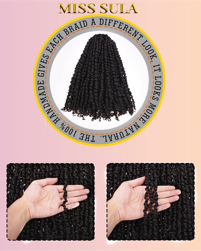 12 Inches 8 Packs Passion Twist Crochet Hair-Natural Black Pre-twisted Passion Twists,Pre-Looped Crochet Braids Made Of Bohemian Hair Synthetic Braiding Hair Extensions (12 Inch(Pack of 8), 1B)