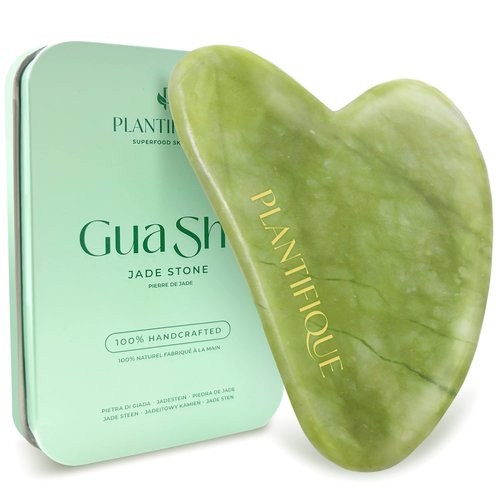 PLANTIFIQUE Gua Sha Facial Tools - Massage Tool - Jawline Sculptor - Face Sculpting Tool for Your Skin Care Routine - Jade Guasha