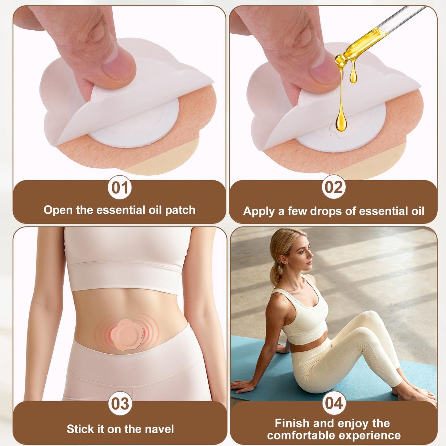Castor Oil Pack Wraps Disposable Organic Cotton Self-Adhesive Pads for Belly Button, Navel Oil for Belly Button Patch, Castor Oils Packs with Breathable and Portable, 30Pcs(Oil Not Included)