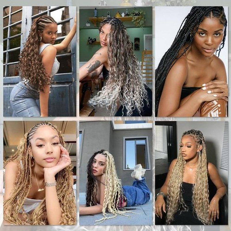 Deep Wave Crochet Hair 24 Inch 6 Packs Ocean Wave Curly Crochet Hair For Black Women Deep Wave Braiding Hair Extensions For For Boho Box Braids (1B, 24inch, 6pack)