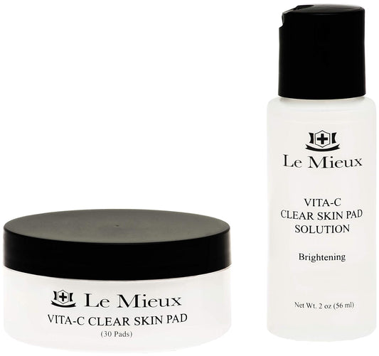 Le Mieux Vita-C Clear Skin Pads - Triple-Action Exfoliating Facial Pads with Glycolic Acid & Vitamin C (30 Count)