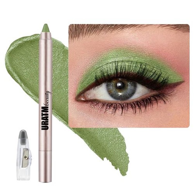 Daeuwiutr green eyeshadow stick Highlighter Eye Liner,Eye Brightener Stick, Shimmer Glitter Creamy Eye Shadow Sticks, Waterproof Eyeshadow Pencil Long Lasting Eye Shadow Makeup #A04 Bright Green