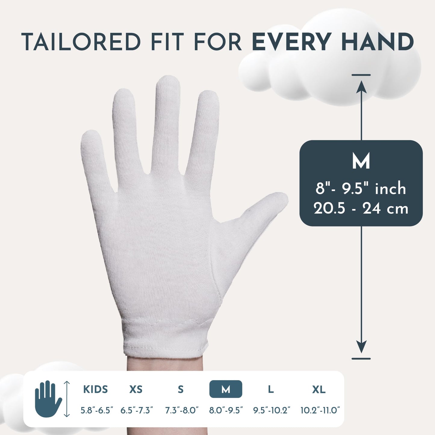 Gaxcoo Cottonnerie Cotton Gloves for Dry Hands Sleeping, Moisturizing Gloves Overnight, Hand Moisturizer Gloves, Moisture Gloves for Dry Hands Overnight, Sleeping Gloves, Eczema Gloves, Medium 3 Pair