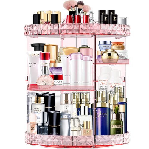 MISERWE Makeup Organizer 360 Degree Rotating 7 Adjustable Layers Large Capacity Cosmetic Organizer Transparent Make Up Organizers and Storage