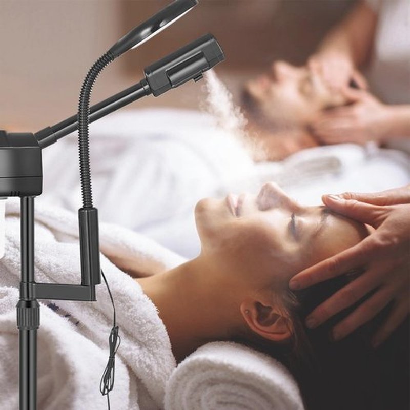 Professional Facial Steamer ，2 in1 Steamer for Face 5X LED Magnifying Lamp Facial Steamer，Beauty Face Equipment Use at Home，Sap or Salon（Black）