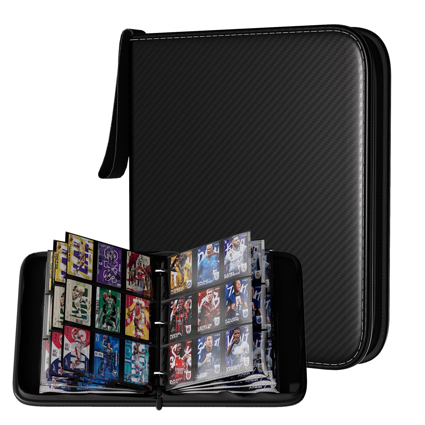 Flekko 9 Pocket Card Binder, 720 Double-Sided Pocket PU Collector Binder, Waterproof Zip Trading Card Holder Binder for MTG, TCG, and Sports Card Albums (Black)