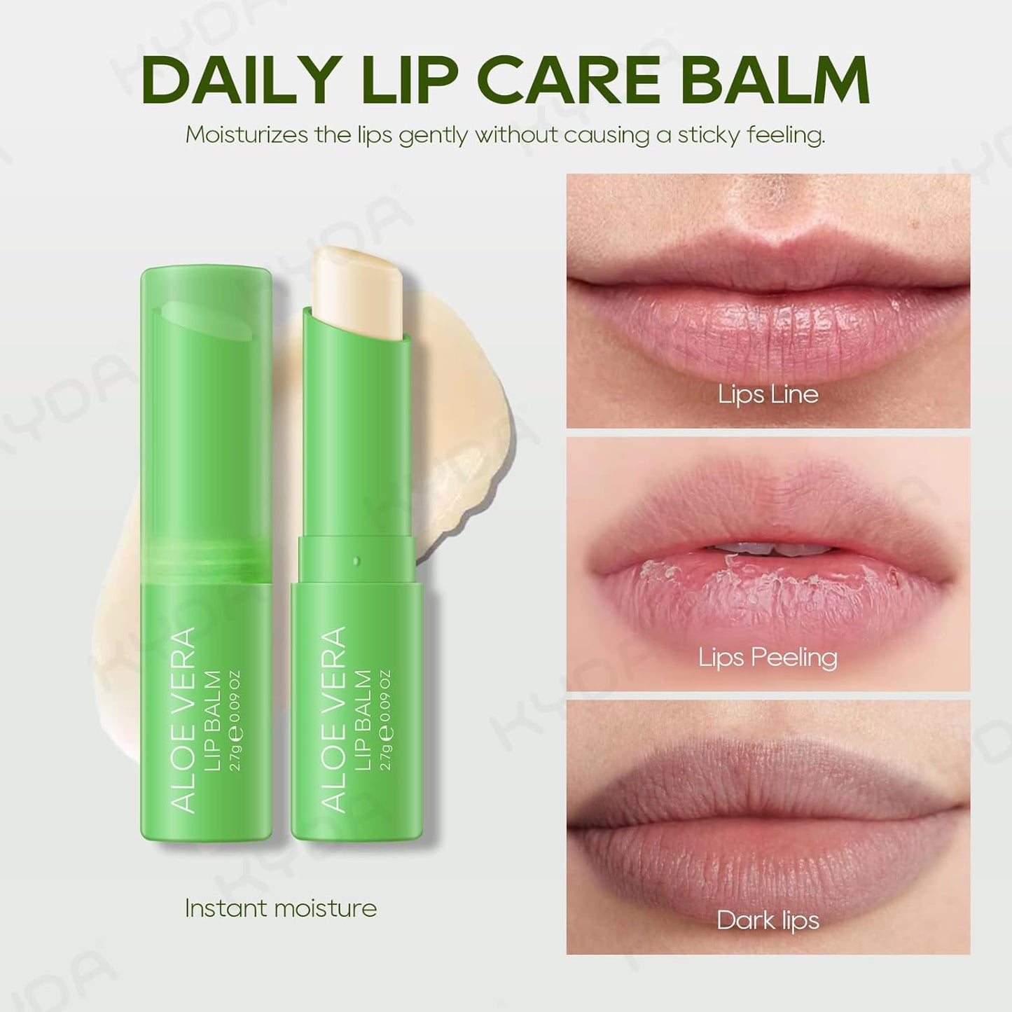Aloe Vera Lip Balm Set - Deep Hydrating Formula for Dry, Cracked Lips | 3 Pcs, Colorless Finish