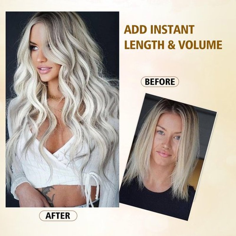 20Inches Silver Gray Clip in Hair Extensions 4PCS Grey Thick Hairpieces long Wavy Clip in Hair Extensions Double Weft Long Hairpieces Full Head For Women (20INCH, 60#)
