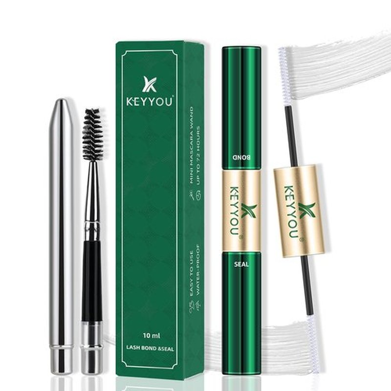 Clear Lash Bond and Seal KEYYOU 10ML Cluster Lash Glue for Lash Clusters Strong Gentle Comfortable Lash Cluster Glue Waterproof Latex-Free Suitable for Sensitive Eyes