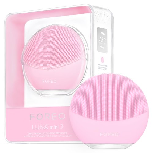 FOREO LUNA mini 3 Ultra-hygienic Facial Cleansing Brush - All Skin Types - Face Massager for Clean & Healthy Face Care - Extra Absorption of Facial Skin Care Products - Waterproof - Pearl Pink