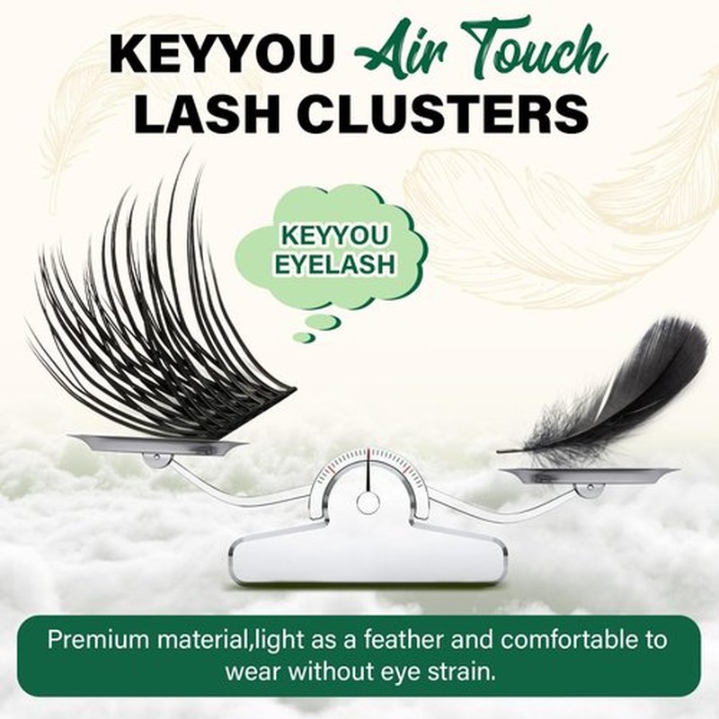 Lash Clusters 144pcs Individual Lashes D Curl 10mm Eyelash Clusters KEYYOU Air Touch Cluster Lashes Super Lightweight Soft Wispy Comfortable Easy DIY at Home(Air01-D-18mm)