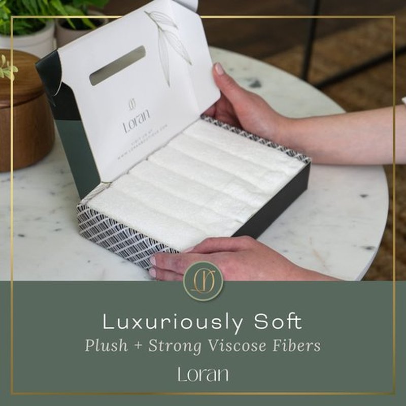 White Washcloths Set of 6 Soft Facial Cloths 10” x 10” 100% Viscose Derived from Bamboo Spa-Like Feel Silky Face Cloth for Skin Cleansing