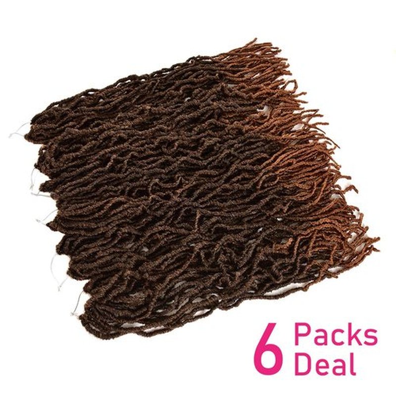 Niseyo Faux Locs Crochet Hair 24 Inch Soft Locs, 6 Packs Long Crochet Locs Pre Looped Crotchet Straight Synthetic Hair Extensions (T30/Ombre Medium Dark Brown)