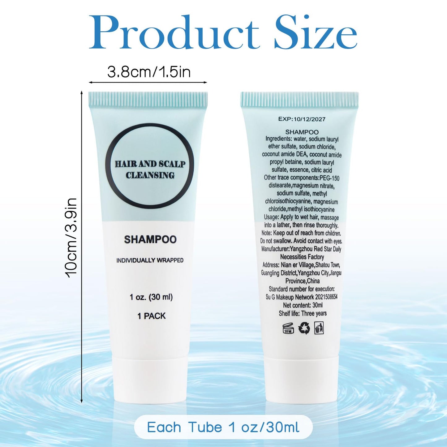 Travel Size Shampoo, Individually Wrapped Bulk 1 oz/30 ml Mini Shampoo Gel Set Trial Sample Small Single Use Toiletries Amenities Kit for Men & Women for Hotel/Camping/Vacation/Homeless (30 Pack)