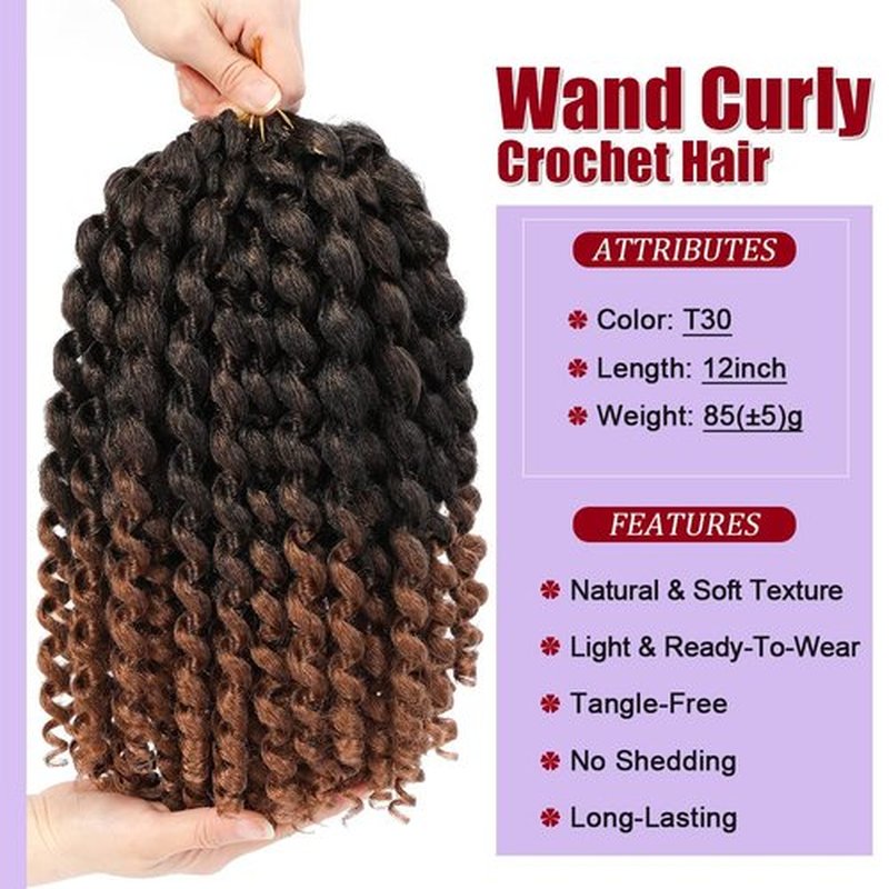 GetMaige Short Jamaican Bounce Curly Crochet Hair Extensions Synthetic 4packs/lot Ombre Brown Ocean Wave Crochet Braids For Black Women (12inch (pack of 4), T30)