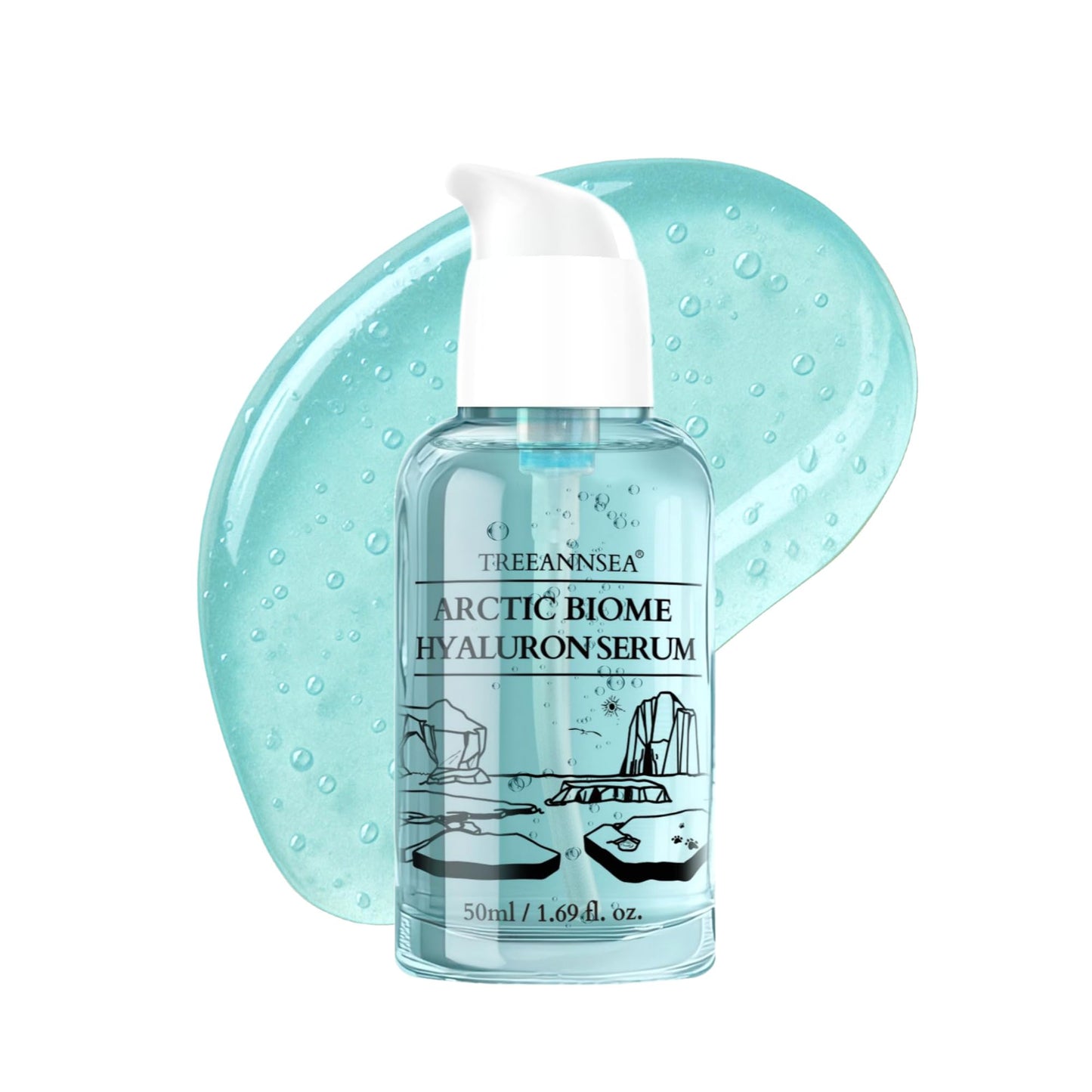 TREEANNSEA Arctic Biome Hyaluron Serum, Hydrating Facial Serum with Arctic Glacial Water, Polar Biome Complex and Hyaluronic Acid, Lightweight Formula, Korean Skincare (50ml/1.69 fl.oz.)