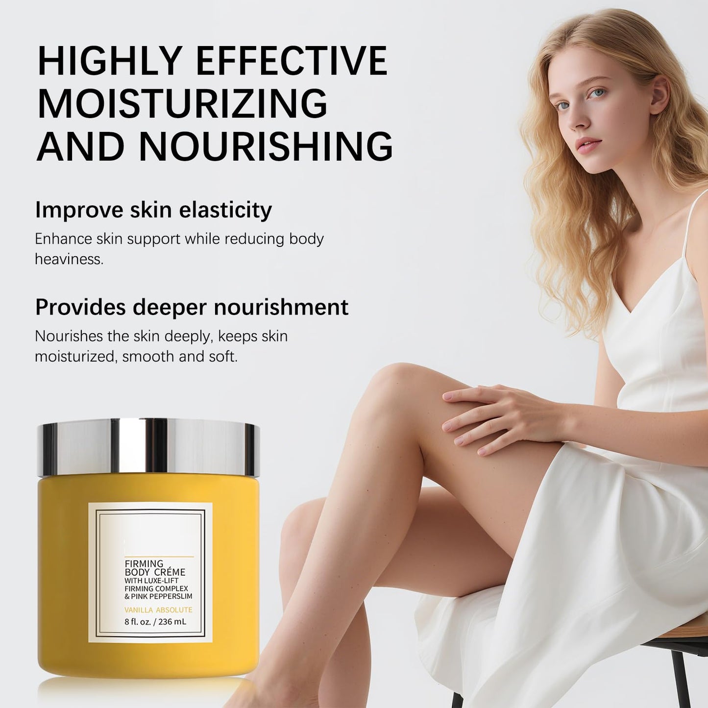 GTVOSY Champagne Lift Firming Body Creme, Anti-Aging Skin Tightening,Champagne Beaute Lift Firming Body Crème, Deep Hydration & Smoothing Skin On Arms & Legs body cream (Yellow, Vanilla)
