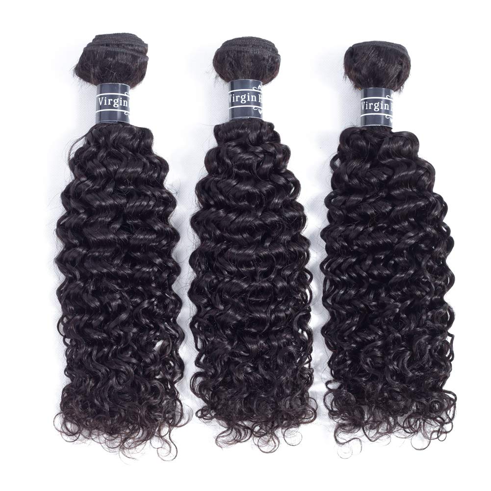 Amella Hair 8A Brazilian Hair Frontal with Bundles Kinky Curly 3 Bundles with Free Part Lace Frontal 100% Unprocessed Virgin Brazilian Hair 10 12 14+10 inch Frontal