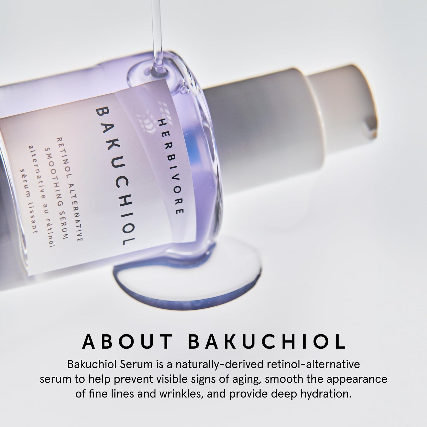 HERBIVORE Bakuchiol Retinol Alternative Face Serum | Smooths Skin, Improves Texture & Elasticity, Reduces Fine Lines & Wrinkles | Plant-based, Vegan, Cruelty-free, 30mL / 1 oz