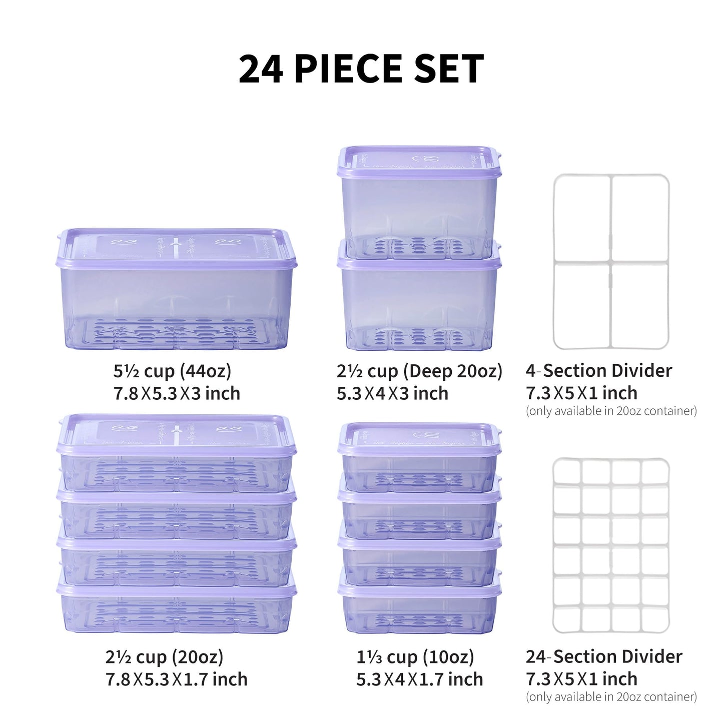 THX_SOYOON Freezer Containers for Food Storage 24pcs - Soup with Lids Safe - Twist Release - Flexible Frozen Design - BPA Free