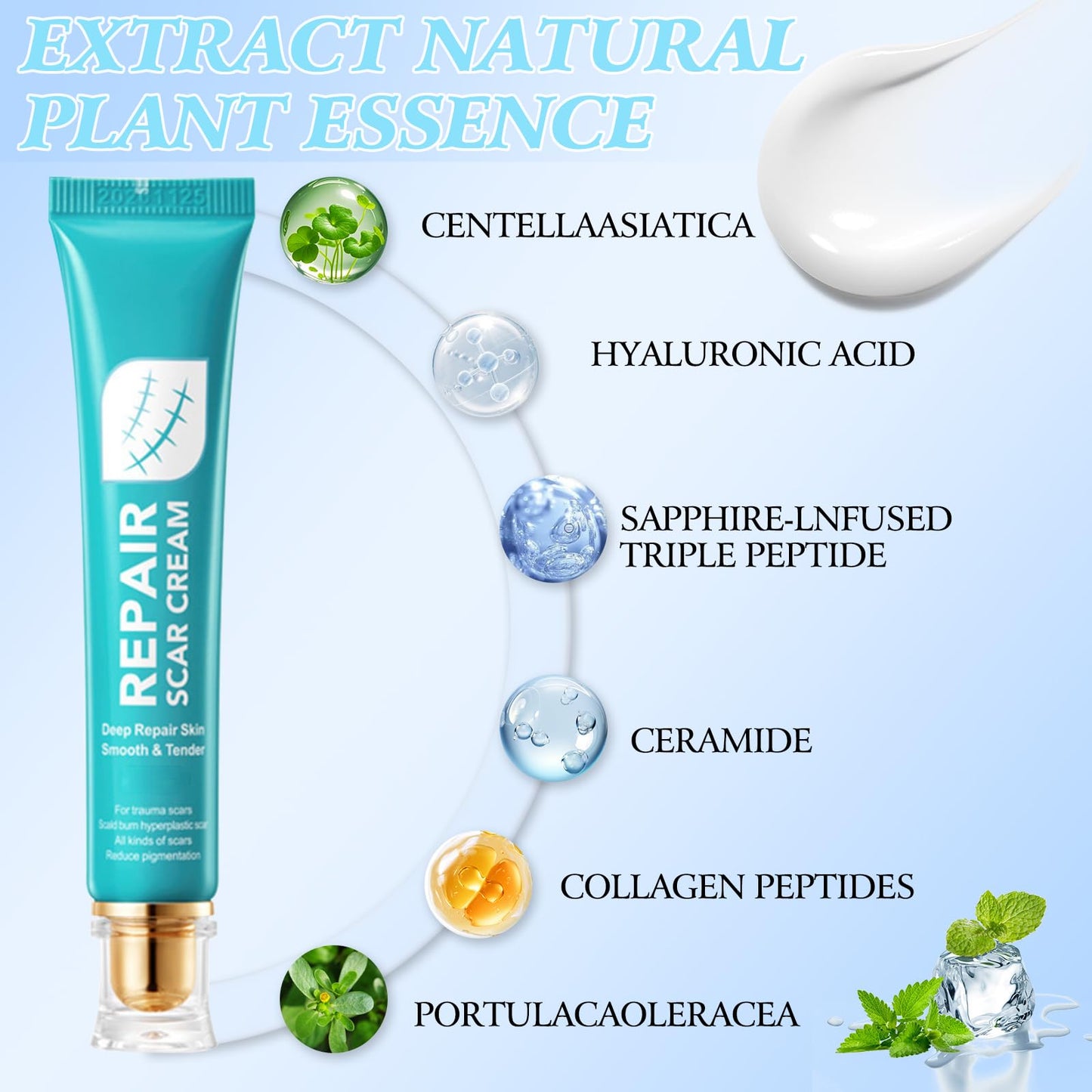 2pcs Scar Cream for Men And Women, Scar Repair Cream, Skin Smoothing Firming, Skin Scar Removal Repair for Surgical Scars