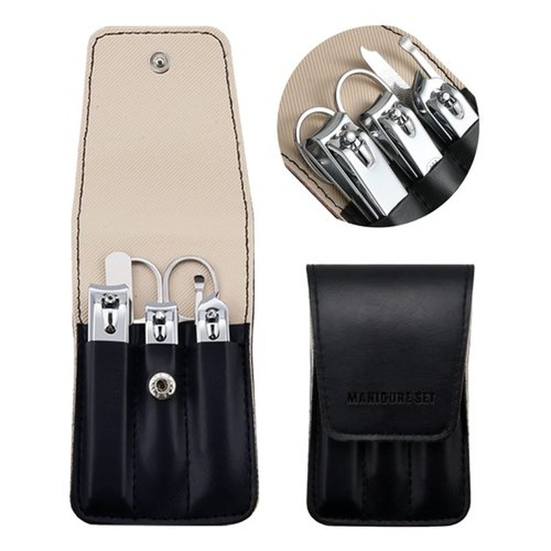 Nail Clipper Set, 6 Pcs Toenail Clippers, Stainless Steel Fingernail Clipper, and PU Leather Manicure Set, Gift Ideas (Black)