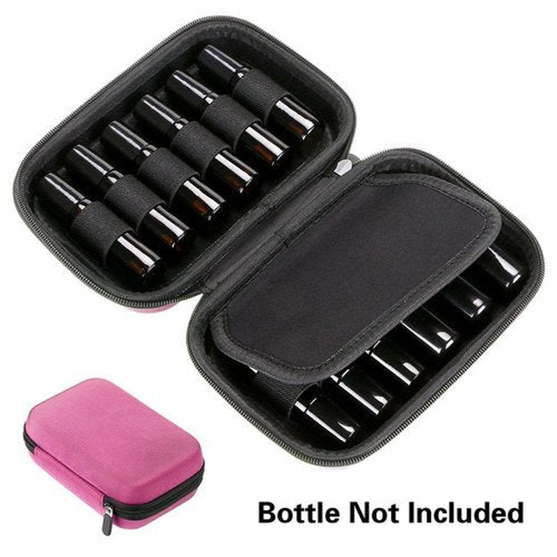 Hipiwe Hard Shell Essential Oil Carrying Case Holds 12 Bottles (Can hold 5ml, 10ml, &10ml Rollers) Travel Size Essential Oils Bag Organizer (Pink)