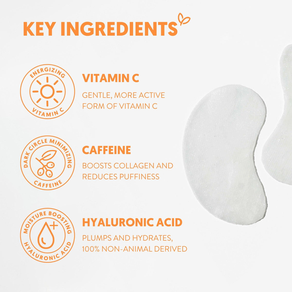 By Nature Vitamin C + Caffeine + Hydrating Under Eye Mask Patches - Energizing + Replenishing Eye Patches for Dark Circles - Skincare from New Zealand - Under Eye Patches - 5 Pairs