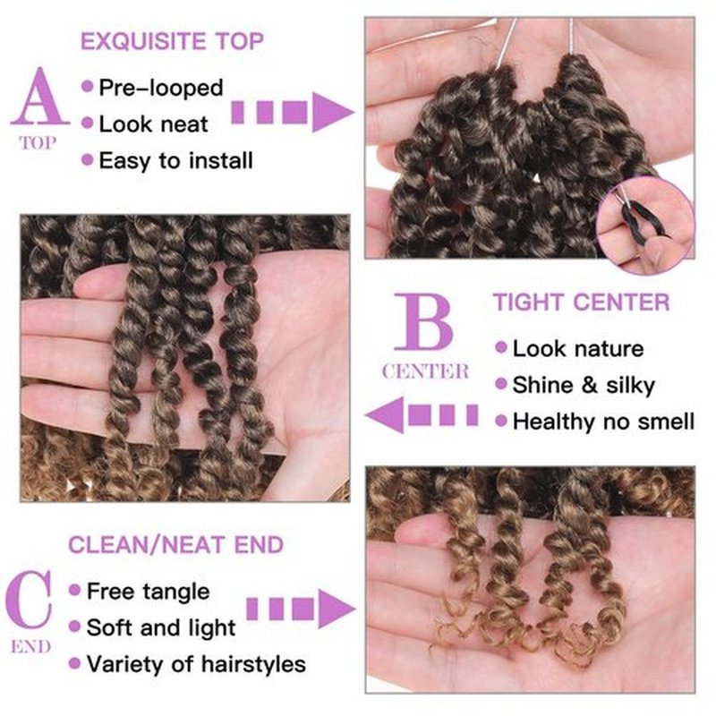 ZRQ 8 Inch Bomb Twist Braiding Hair 8 Packs Short Bohemian Hair for Passion Twists 12 Roots/Pack Ombre Blonde Pre-Twisted Passion Twist Crochet Braids Hair Extensions for Black Women T27#