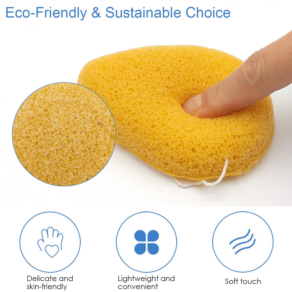 Natural Konjac Facial Sponge - 4 Pack lyfLux Gentle Facial Sponge for All Skin Types, Soft Face Scrubber for Daily Use