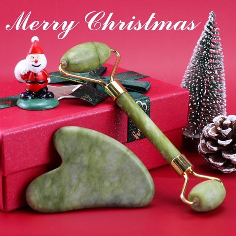BAIMEI Jade Roller & Gua Sha, Face Roller, Facial Beauty Roller Skin Care Tools, Self Care Gift for Men Women, Massager for Face, Eyes, Neck, Relieve Fine Lines and Wrinkles - Green