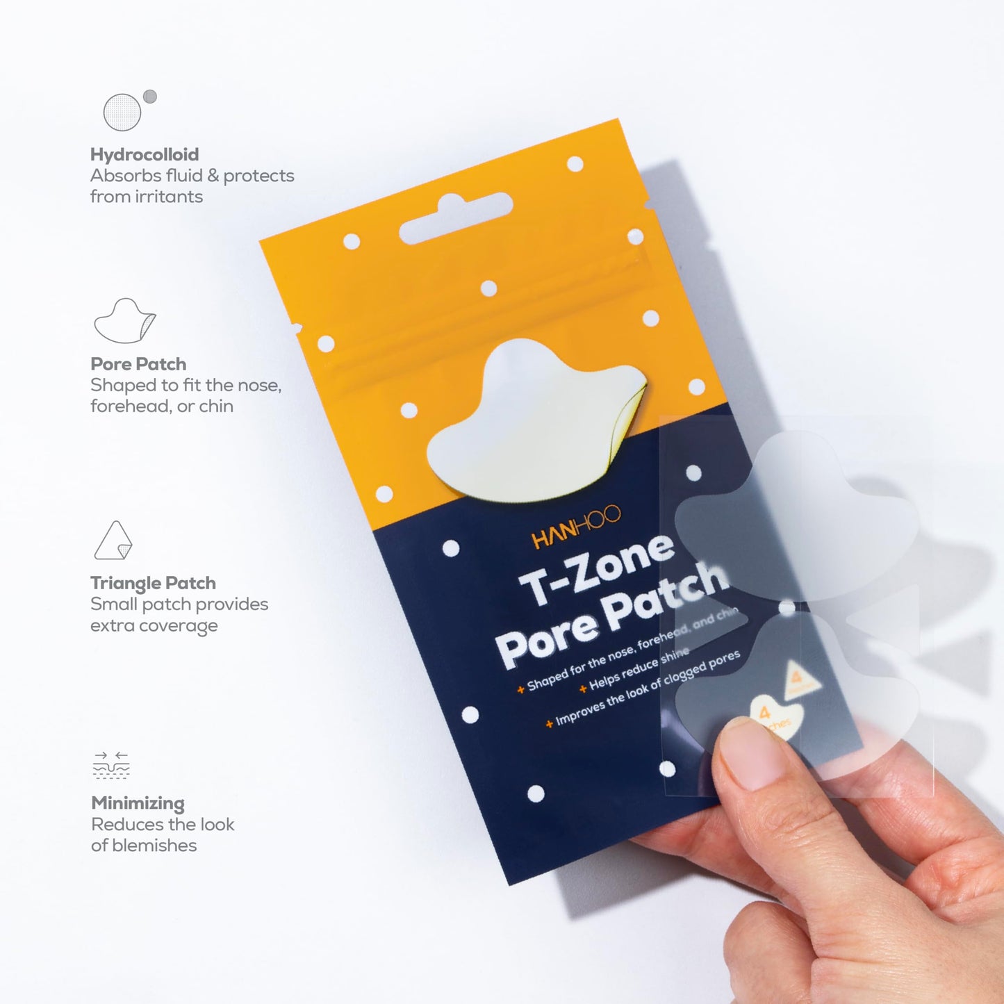 Hanhoo T-Zone Pore Patch Bundle, 24 Pore Patches, 24 Triangle Blemish Patches, Improves Look of Clogged Pores, Mattifies, Shrinks Pimples on T-Zone, Blackhead and Acne Treatment, Korean Skincare